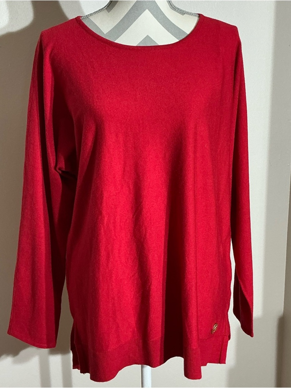 Michael Kors Large Bright Red Long-Sleeve Boatneck Sweater